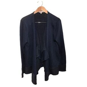Calypso St. Bart Cardigan Sweater Open‎ Front Draped Large Asymmetric Blue